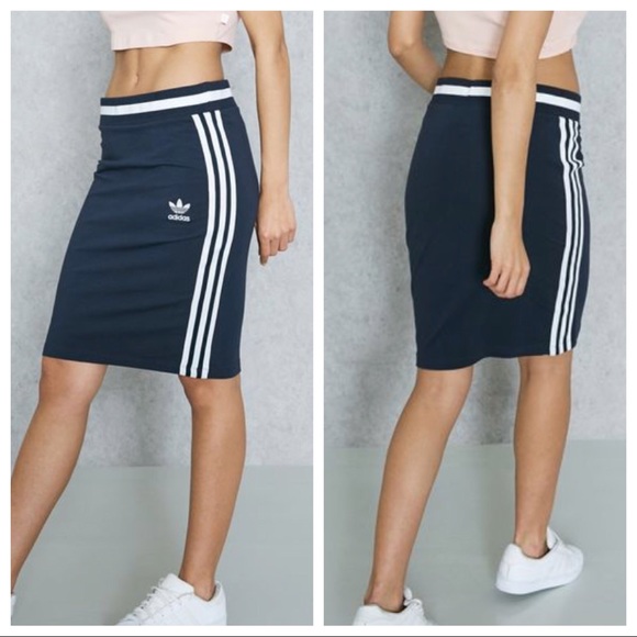 adidas 3 stripe midi skirt